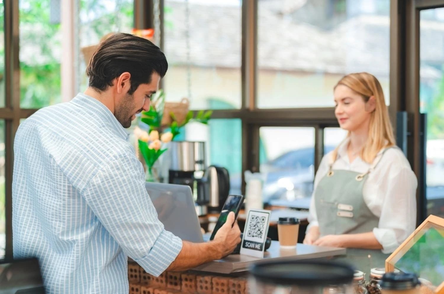 customer using mobile app